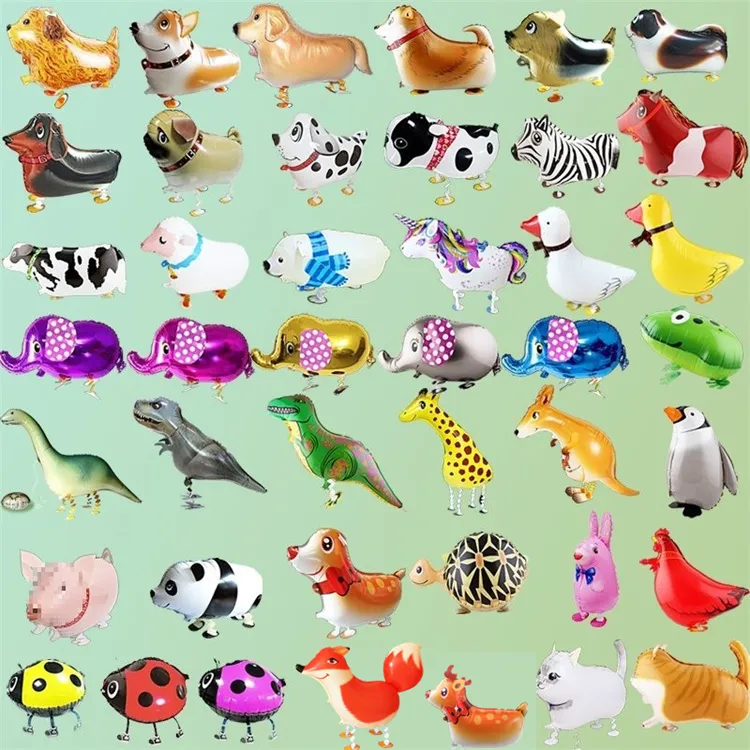 Andando animais de estimação balões animal hélio filme alumínio balão crianças balão vedação automática brinquedos festa aniversário decoração lt853