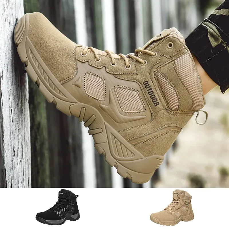 Scarpe stivali militari uomini stivali tattici stivali dell'esercito combattimento caviglia stivali antisciplici per escursionisti