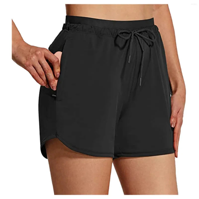 Shorts pour femmes pantalons de yoga en nylon Flare Run élastique Wasit culotte d'entraînement avec poches Sport pour femmes taille haute