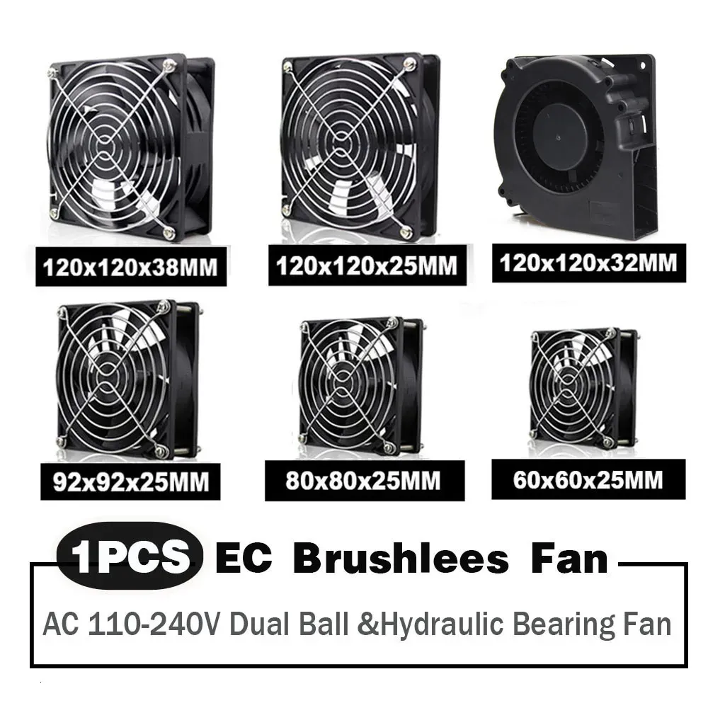 Ventilador axial EC 60mm 80mm 90mm 120mm Bola Brushless Cooler AC 110V 120V 220V 230V 240V Caixa de computador 6025 8025 9225 12038 240314