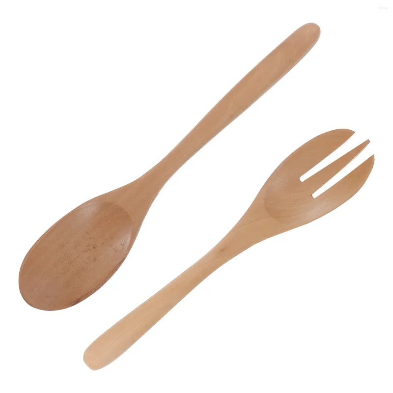 Forks Silverware Salad Wooden Spoon Smooth And Fork Servers Long Handle Tableware Utensils