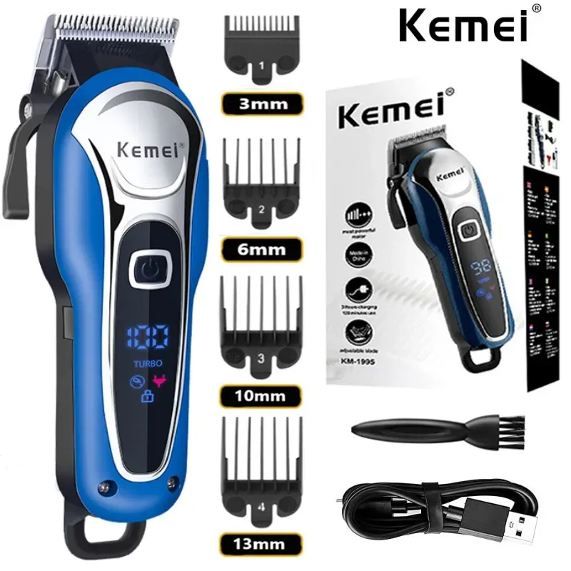 Trimmers Kemei Barber Trimmer des cheveux professionnels pour hommes Electric Barbe Coiffure Hair Machine Hair Coix sans fil Cordé KM1995