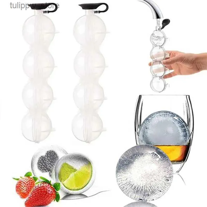 Ice Cream Tools 4 Hole Ice Cube Makers Round Ice Hockey Mold Whisky Cocktail Vodka Ball Ice Mould Bar Kitchen Ice Box Ice Cream Maker 5.5CM L240319