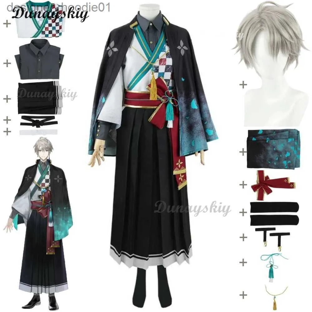 cosplay Anime Costumes YouTube VTuber Kaida Haru Nijisanji V LZ role-playing wig anime Japanese kimono uniform Halloween stage performance setC24320