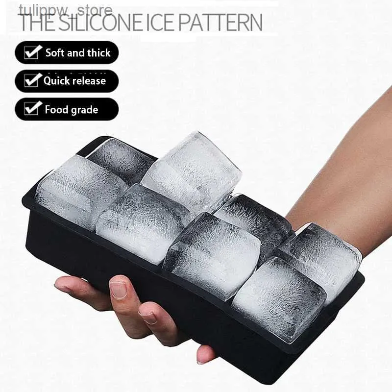 Outils de crème glacée Grille Big Ice Tray Moule géant Jumbo Grand Food Grade Silicone Cube Cube Square Moule de glace Diy Maker Ice Cube Cube 4/6/8/15/37 L240319