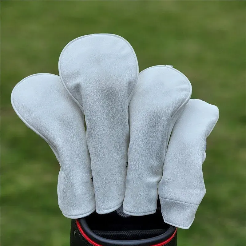 AIDS Golf Woods Set Covers Driver Wood Hybrid Putter Cover Headcovers Fisher Hat Style White White