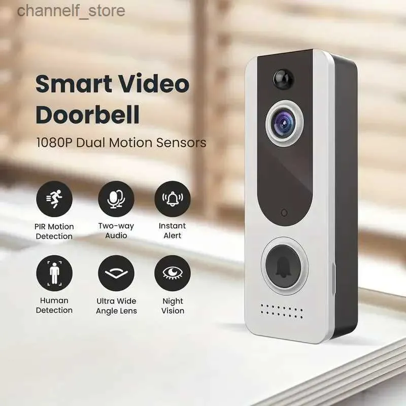 Doorbells Smart home wireless WiFi video doorbell camera outdoor doorbell audio intercom human detection apartment security protectionY240320
