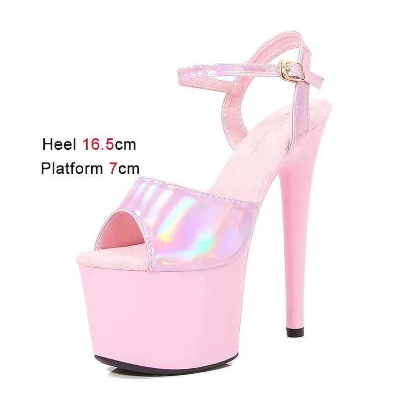 Dress Shoes 16.5CM Wedding High Heels 2023 Summer New Color-Changing Sandals Women Fashion Pole Dance 7CM Waterproof Platform H240321LTH0