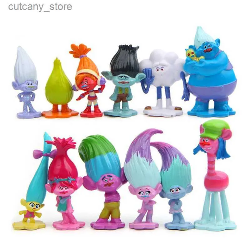 Figury zabawek akcji 12PCS/Zestaw 3-6 cm Trolls Branch Critter Skitter Figurs Trolls Trolls Pvc Figurka Figurka Zabawna Kreskówka Postać dla dzieci Prezenty L240320