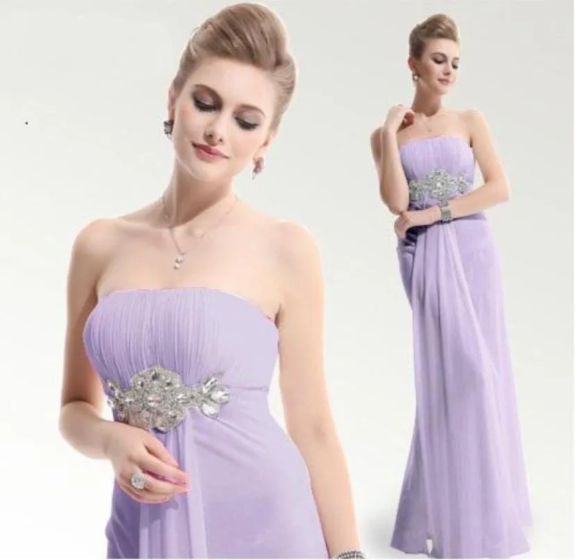 Selling Aline Strapless Empire Waistline Crystal Beaded Floorlength Prom Dress Bridesmaid Dress7306359