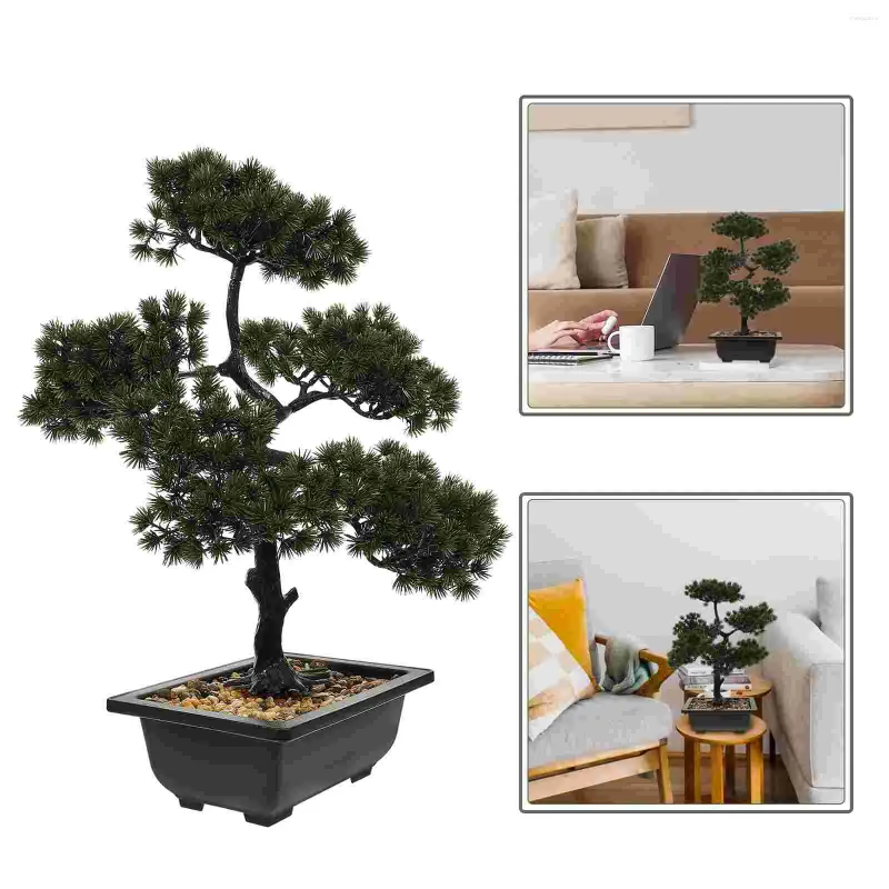 Simulation de fleurs décoratives, décor de pin de bienvenue pour bureau, faux bonsaï, plante artificielle en plastique scintillante pour chambre à coucher