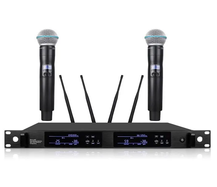 QLX24D Högkvalitativ UHF Profeesional Dual Wireless Microphone System scenprestanda med två trådlösa mikrofon7100059