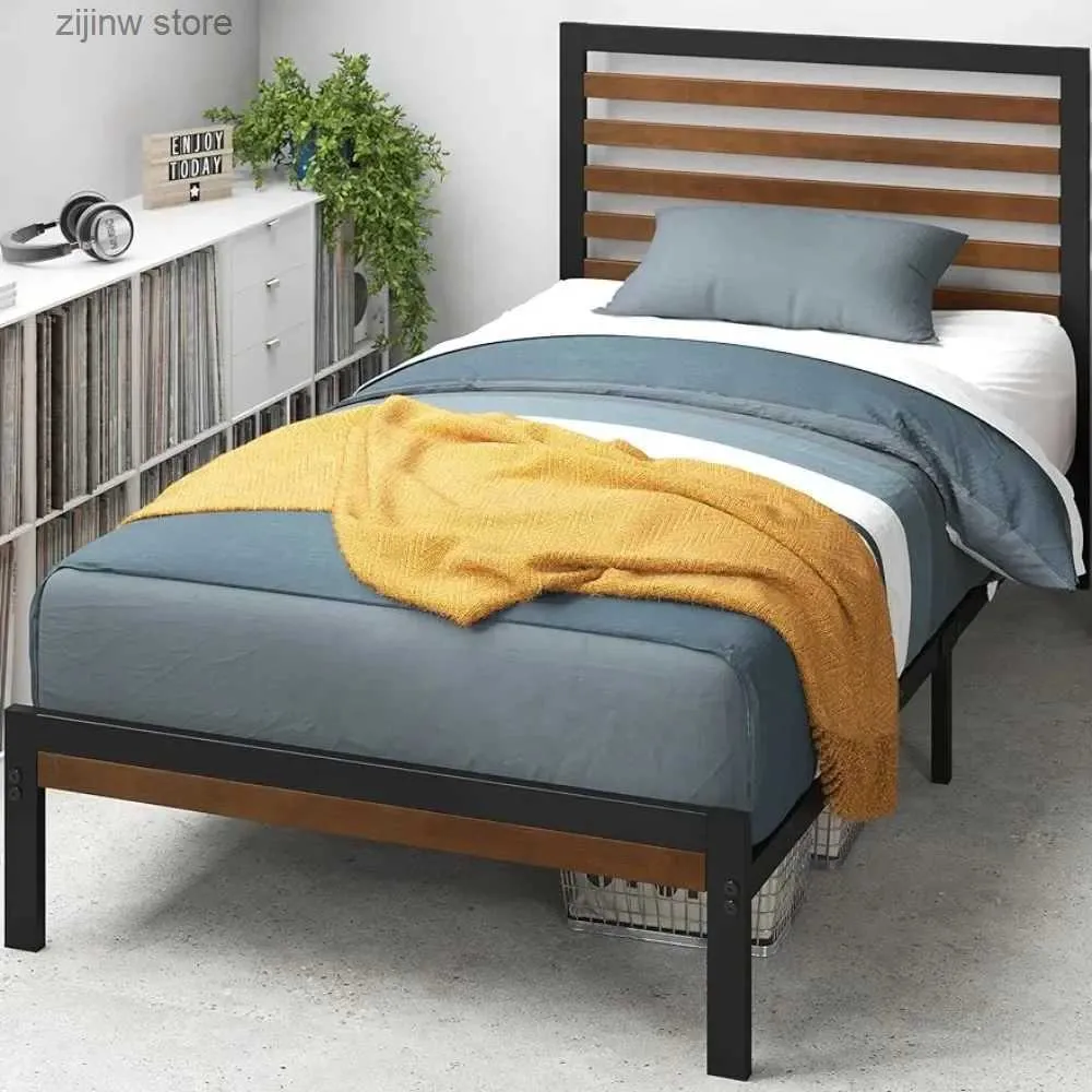 Altri accessori per la biancheria da letto Kai Struttura letto con piattaforma in bambù e metallo Queen Home con piastra superiore/Non necessita di molle/Armadio portaoggetti doppio sottoletto facile da montare Y240320