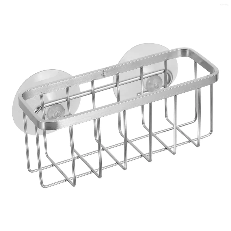 Kitchen Storage 1pc Stainless Steel Sponge Holder Sink Suction Cup Rack For Home (Silver)