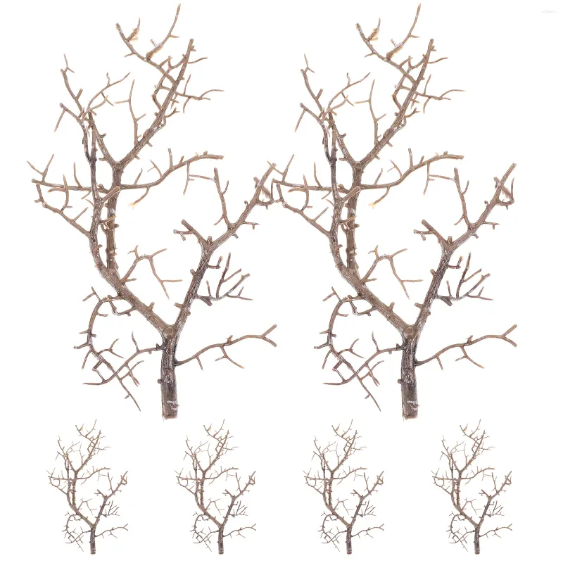 Fleurs décoratives 6 pièces plantes artificielles fausses branches sèches décors Branches d'arbre en bois accessoires de tige décorations de Vase brindilles en plastique