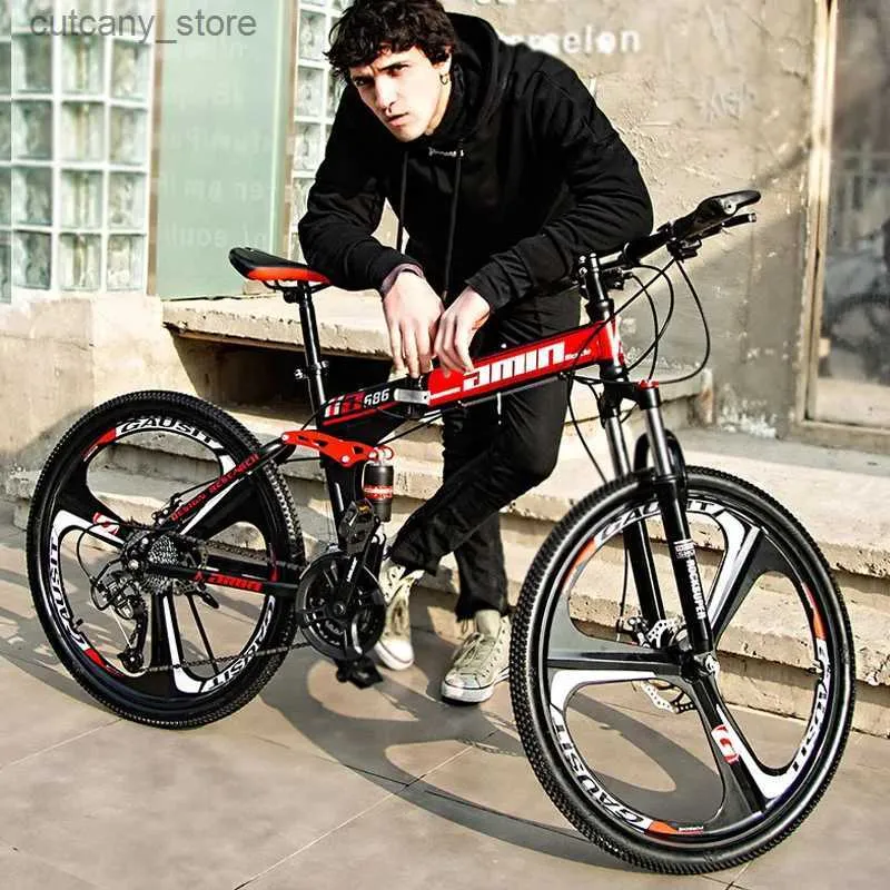 Bisiklet Ride-Ons Wolface 24/26inch Dağ Bisikleti Yetişkin Öğrenciler Singitsiz Variab Hızlı Araba Katlanır Doub Dis Disk Freni Şok Emilim Bicyc L240319