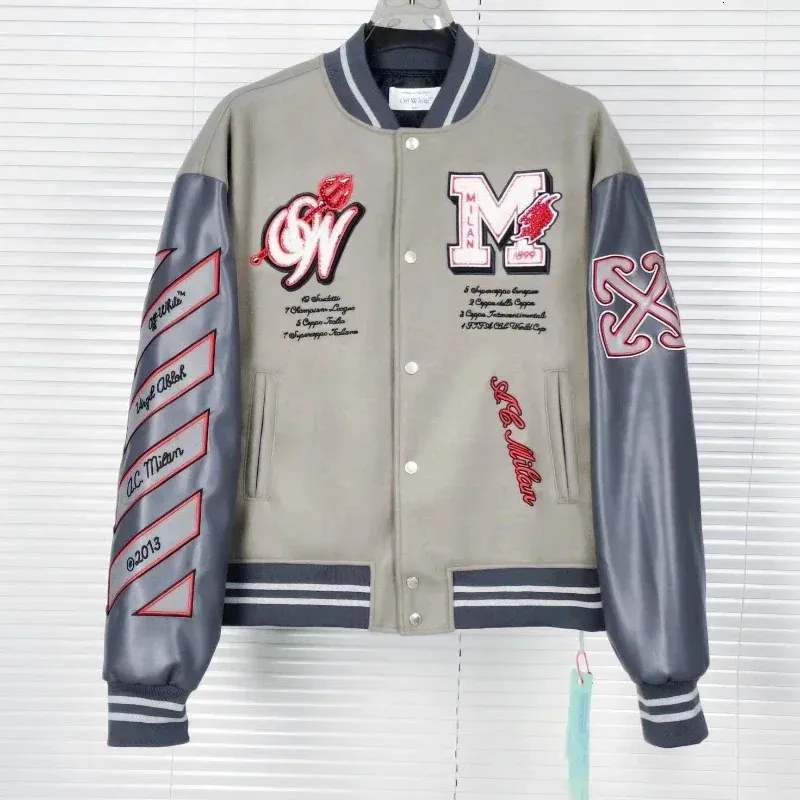 American Vintage hip-hop letter M embroidered heavy baseball uniform Y2K Streetwear rock loose coat for men and women 240314
