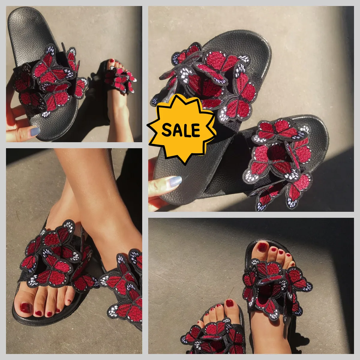 Frauen Sommer Handwerk bestickt dreidimensionale Schmetterling Hausschuhe GAI Sandalen Mode Absatz 2024 Stickerei Nische Retro BIGSIZE Flash