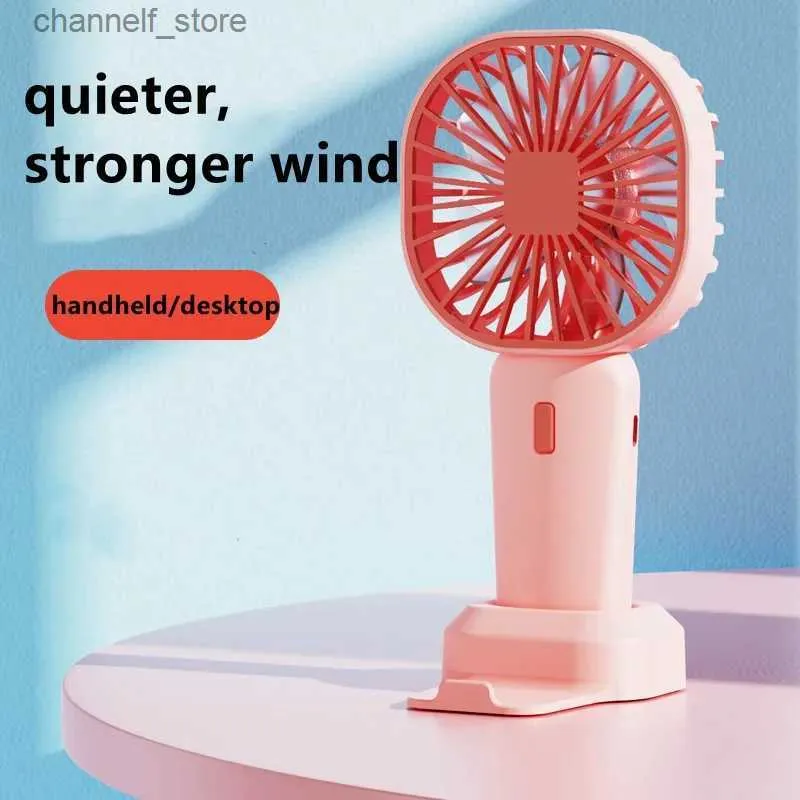 Electric Fans New mini handheld/desktop portable fan charging cooling fan cooler with base adjustable 3-speed suitable for Office outdoor travelY240320