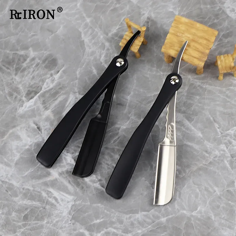 Razor RIRON Frosted Handle Men Straight Edge Feather Folding Razor Manual Beard Haircut Barber Shaver For Feather Blade