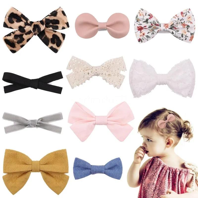 Fermagli per capelli per bambini Forcine per ragazze Clip per barrette in gros-grain in pizzo floreale Principessa Bambini Accessori per copricapo in pelle per bambini