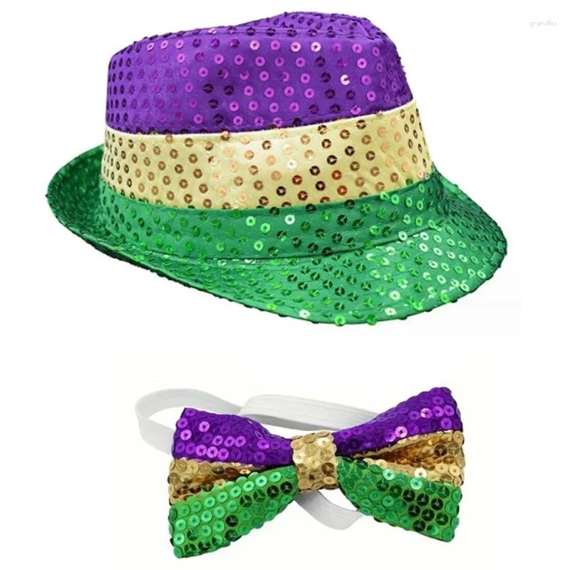 Berets MardiGras Party Hat Tie Festival Decors FatTuesday Celebration Accessories