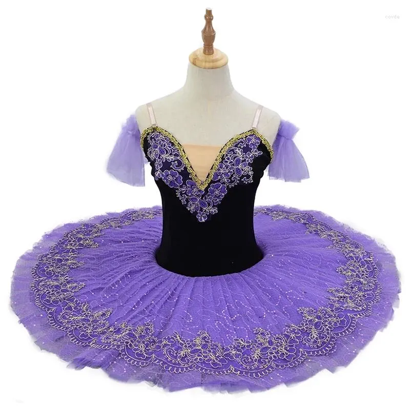 Palco desgaste 2024 roxo ballet tutu saia cisne lago vestido crianças desempenho traje crianças barriga dança roupas profissional