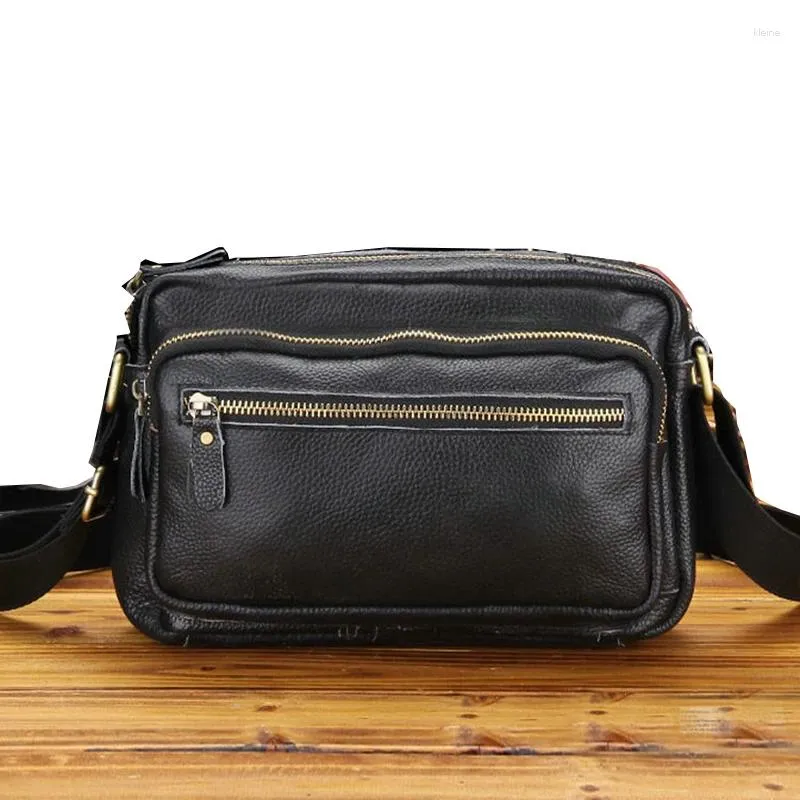 Bag Genuine Leather Men's Business Small Fashion Korean Cowhide Shoulder Messenger Casual Male Handbag Mobile Phone