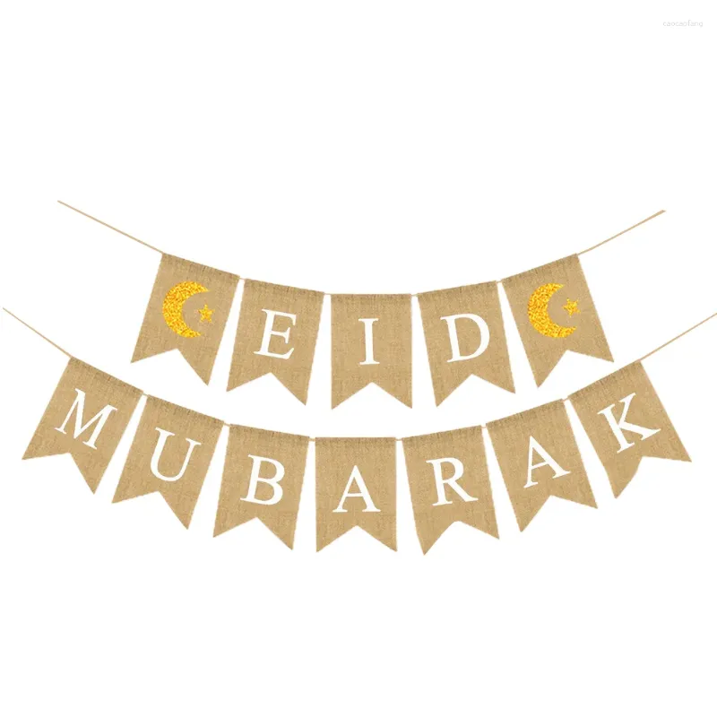 Decoración de fiesta Eid Mubarak Banner colgante Guirnalda decorativa Decoraciones para chimenea Bunting