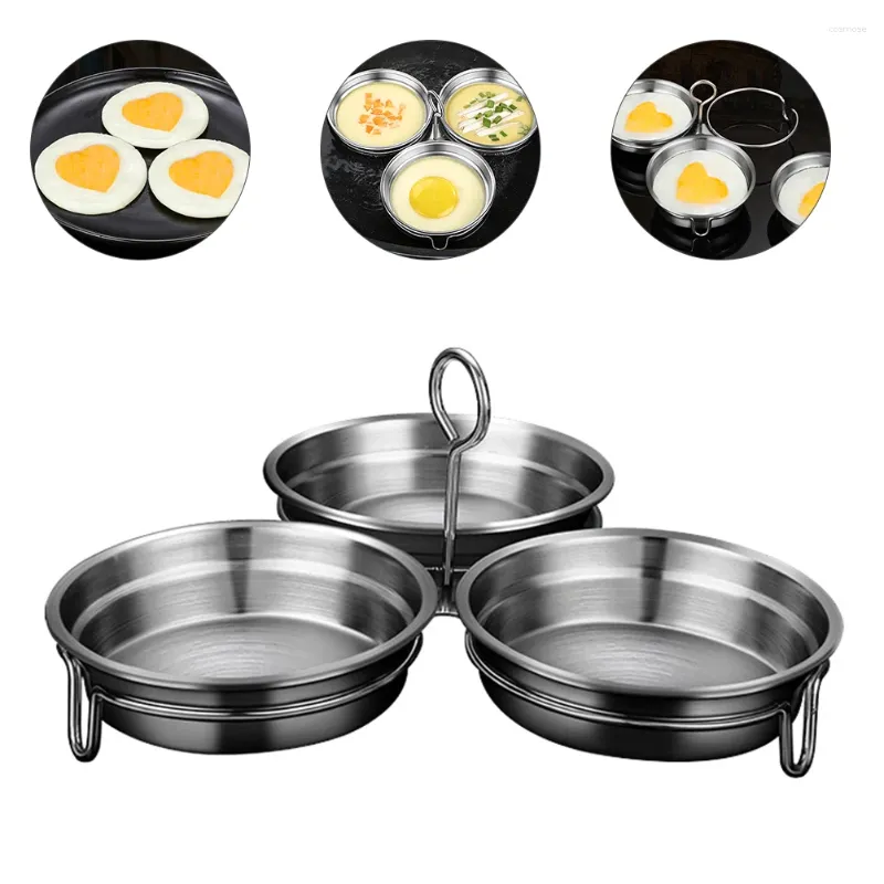 Dubbelpannor 1 Set Egg Poacher Mold Rostfri Poached Cooker Home ångpanna