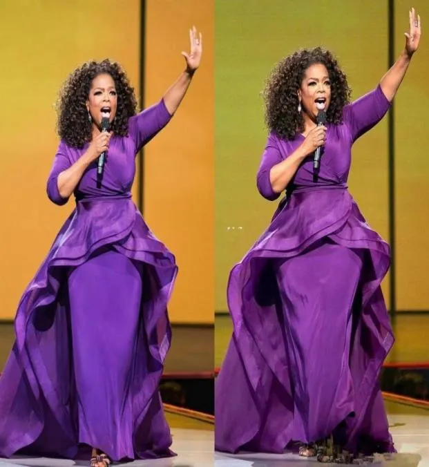 Oprah Winfrey Abendkleider Mantel Celebrity Kleider Nahen Osten Dubai Arabischen Stil Lila Abend Party Kleid afrikanische Plus Größe W7578748