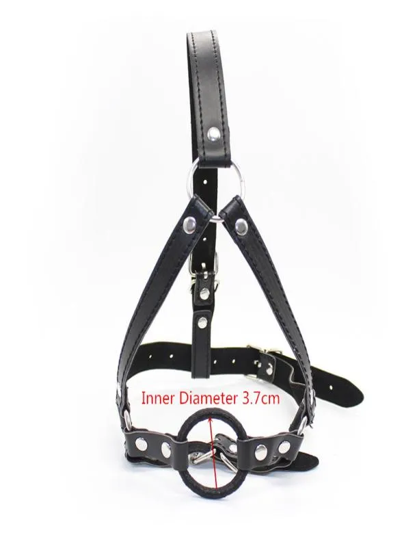 Bdsm bondage sex leksaker sm slave huvud sele gag läder öppen mun o ring apertural plug oral för par vuxna spel sexuell prod5809921