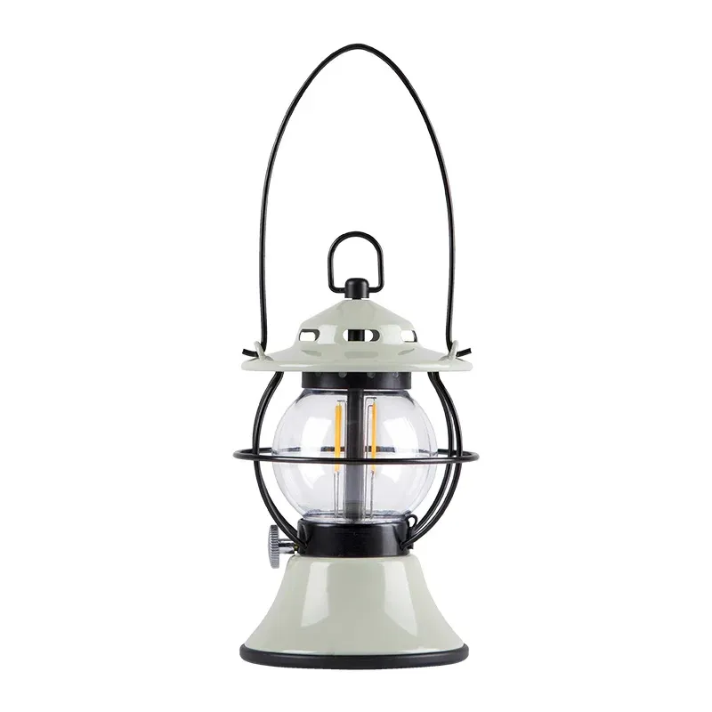 Outils LED Retro Outdoor Camping Lantern Lantern Rechargeable Tent Light Ajuster Light Modes 200h Runtime 5200mAh Banque de puissance USB Lampe chaude