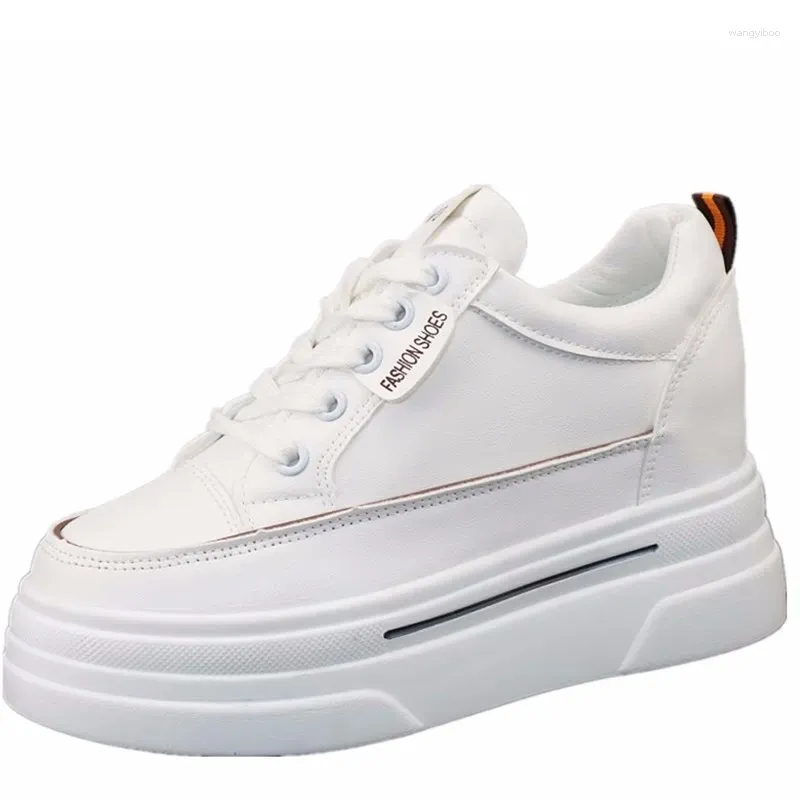 Casual Shoes Height Increase 8cm White Spring Thin Thick-soled Platform Korean Version Of All-match Sneakers