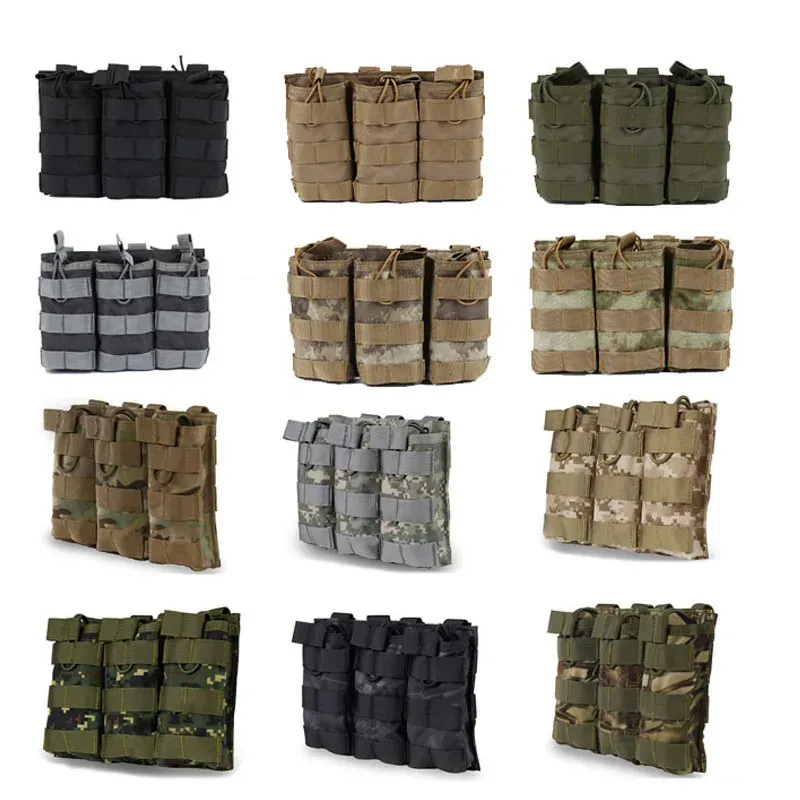 Sacs Tactical molle triple magazine pochet militaire Airsoft Paintball Hunting Accessoires Sachets Ar ak M4 Mag Holder Sac