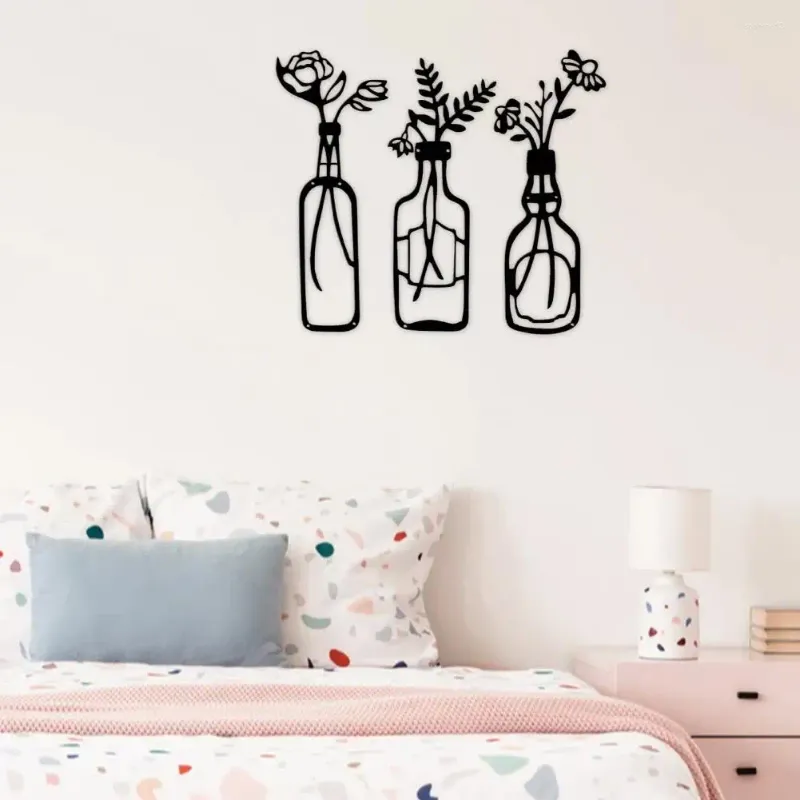 Decoratieve Beeldjes 1 Stuks Metalen Bloem Muur Decor Met Gaten Ontwerp Smeedijzeren Vaas Bekleding Opknoping Voor Tuin