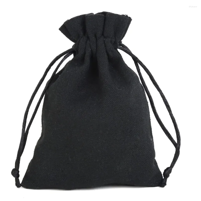 Sacs de courses 10 pièces/lot, sac à cordon en coton noir anti-poussière