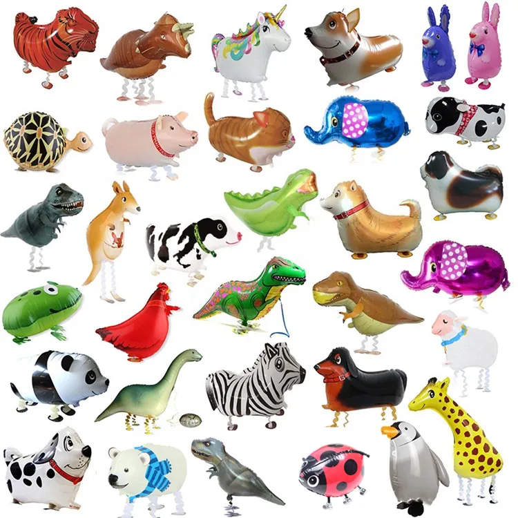 Andando animais de estimação balões animal hélio filme alumínio balão crianças balão vedação automática brinquedos festa aniversário decoração lt853