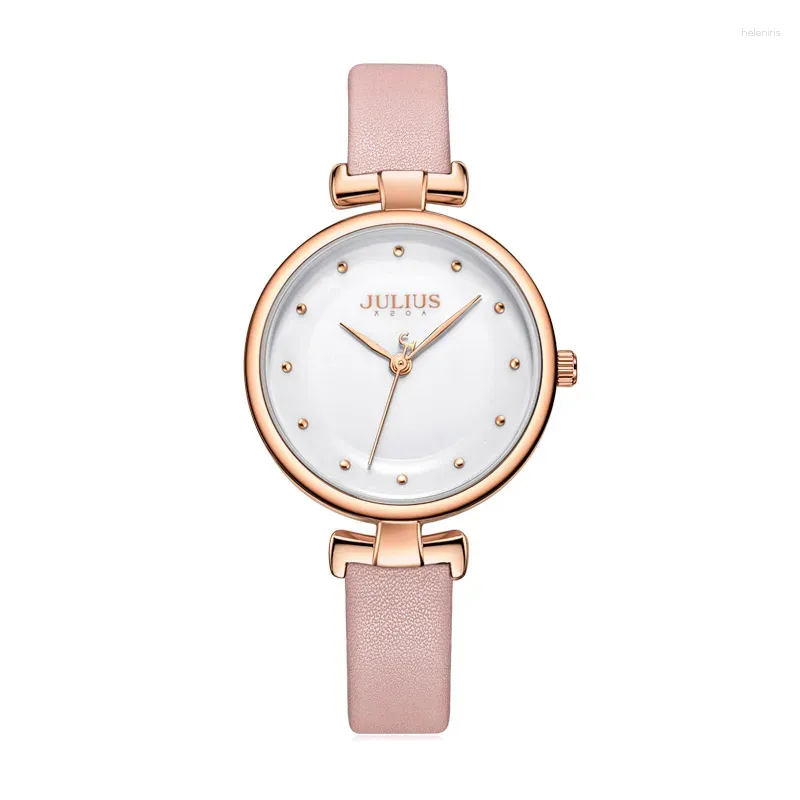 Zegarek zegarek Julius Women's Watch Japan Mov't't Hount Hount Clock Real skórzana bransoletka