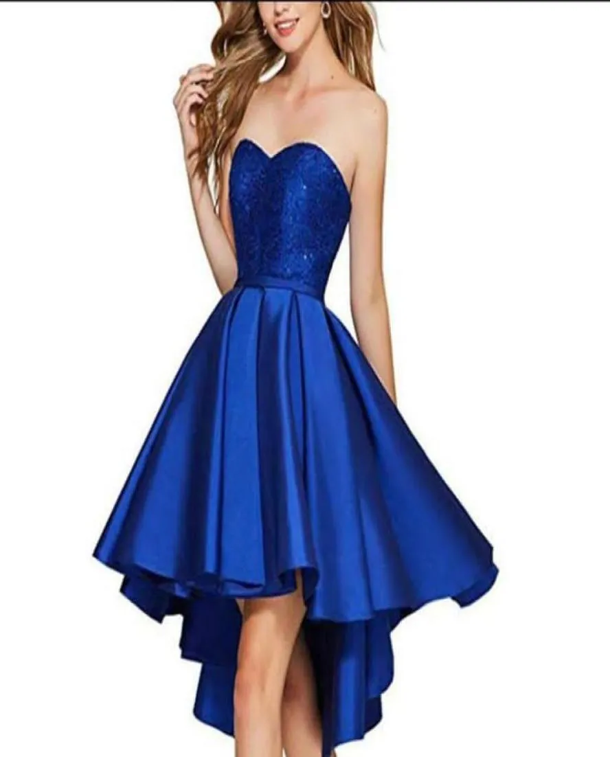 Querida vestidos de formatura cetim highlow uma linha curto baile de formatura cocktail vestidos mini saia4196758