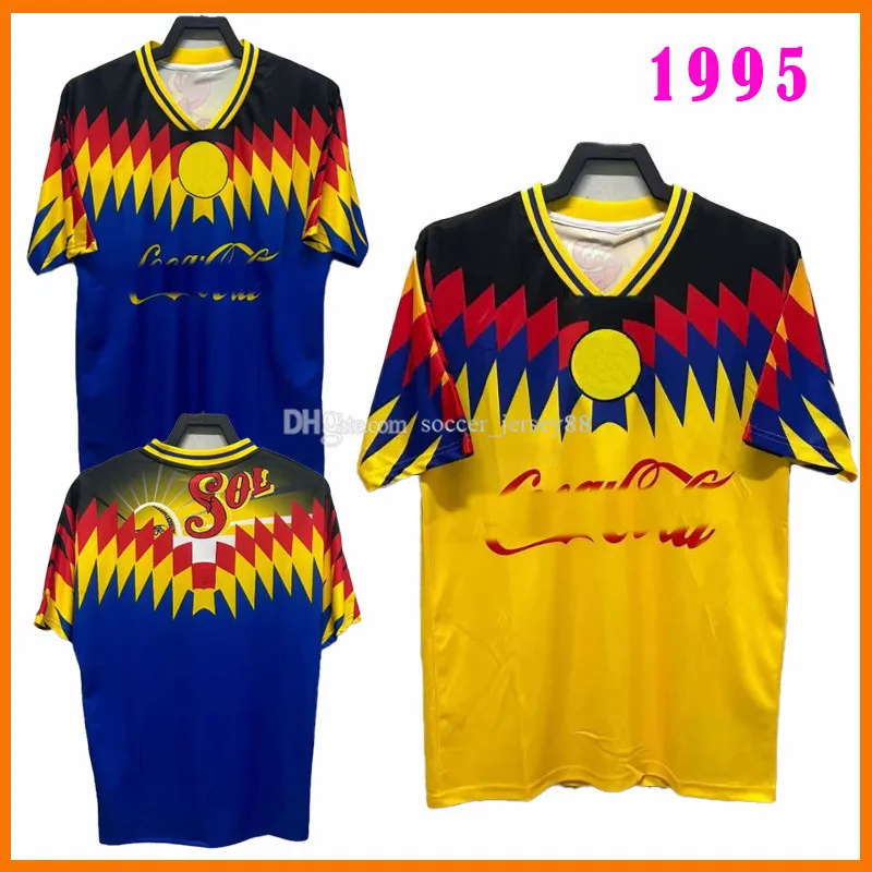 1995 Retro Club America Futbol Formaları 95 Liga MX S.Cabanas Zamorano Brandao Chucho Erkek Üniforma O.Peralta R.Sambueza C.Blanco Vintage Klasik Futbol Gömlekleri