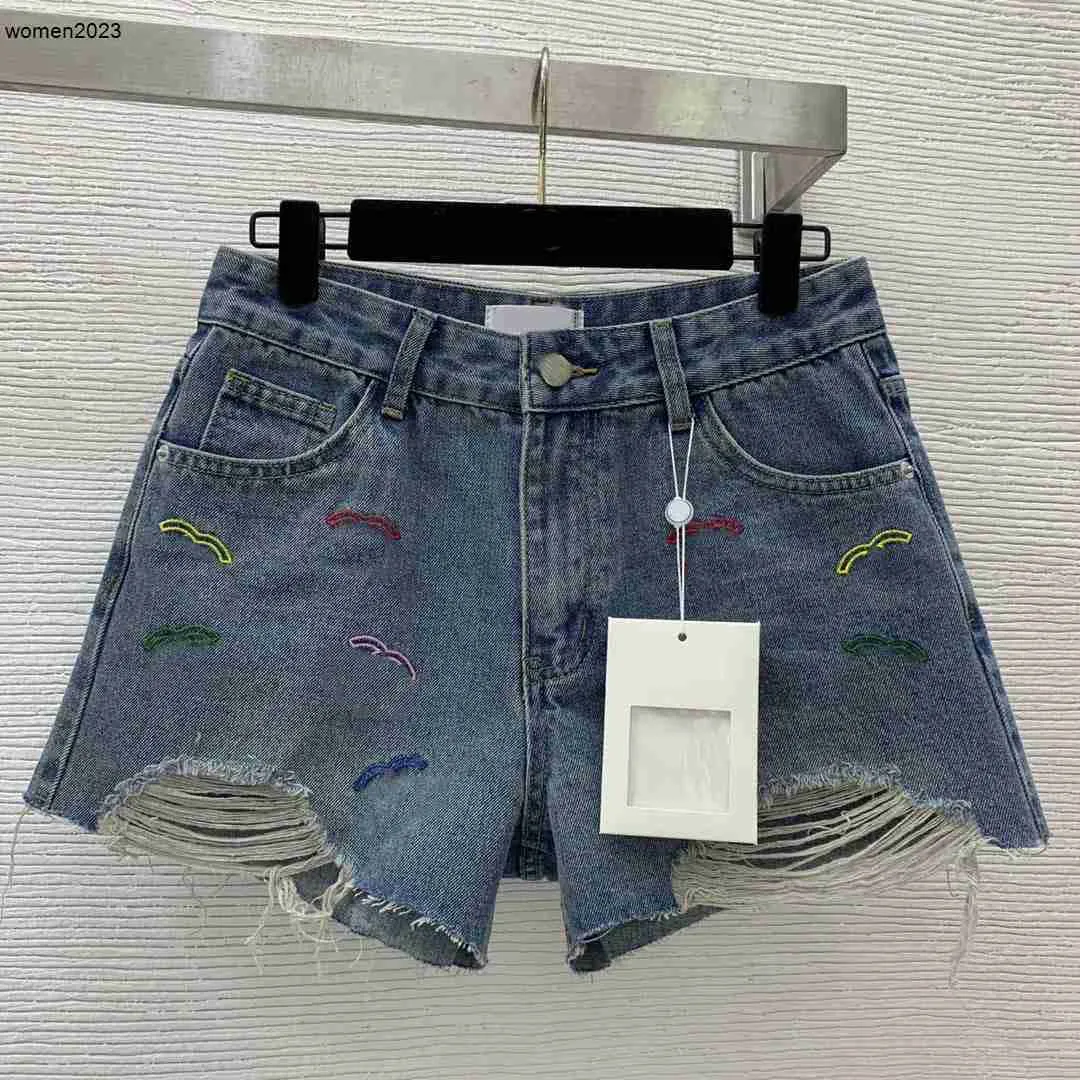 Marca shorts designer calças femininas shorts primavera moda logotipo fazer calças jeans antigas elegante quebrado denim jean mar 16