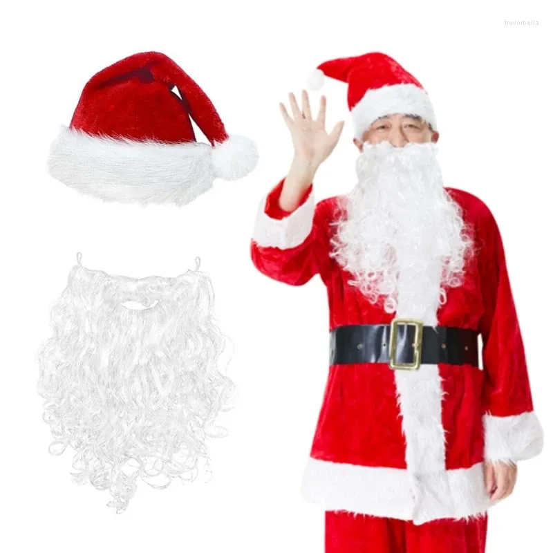 Berets Christmas Santa Hat Eyeglasses And Beard Set For Po Props Drop