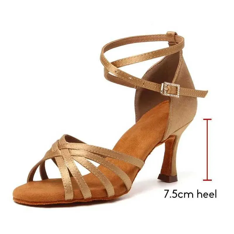 Scarpe eleganti Scarpe da ballo latino da donna suola scamosciata tango indoor cubano tacchi alti sala per feste all'ingrosso H240325