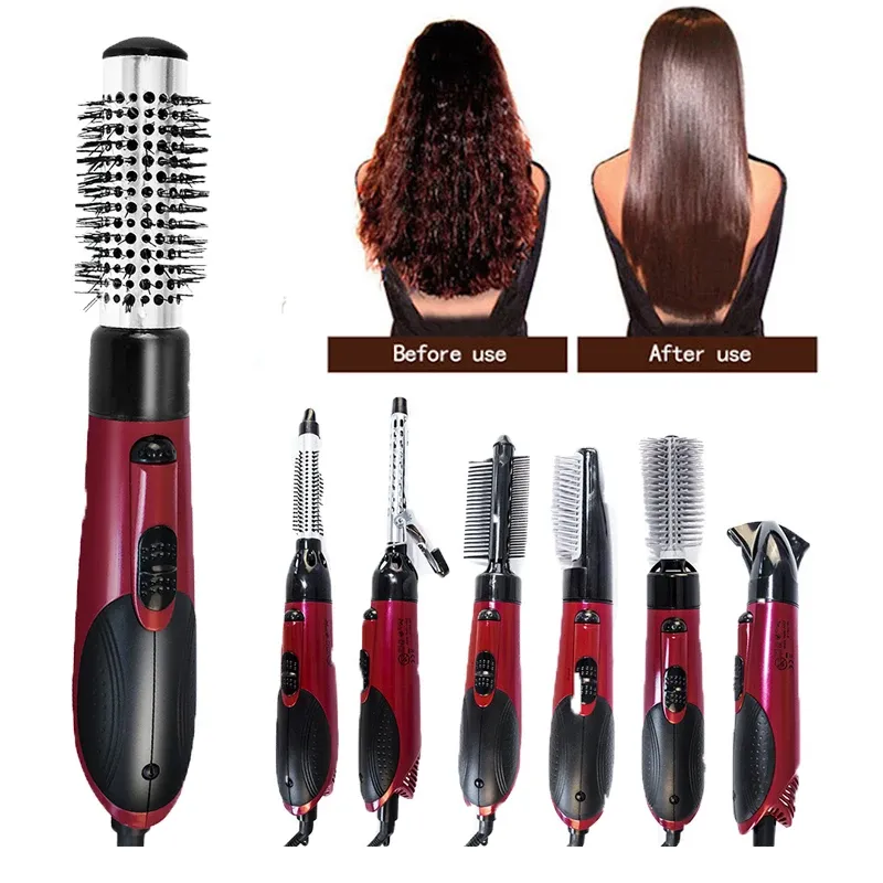 Brushes 7 in 1 Hair Dryer Brush Styler Salon Styling Tools Negative Ion Straightener&Curly Hair Comb Ceramic Detachable Blow Dryer Brush