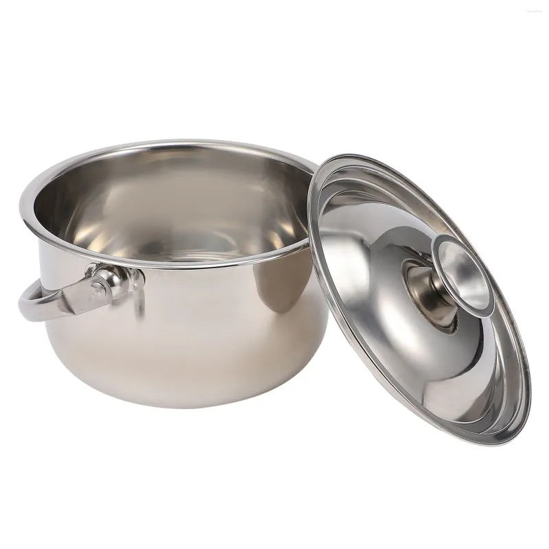 Marmite à double chaudière en acier inoxydable, avec couvercles, fournitures de cuisine pour soupe et nouilles, argent 16cm