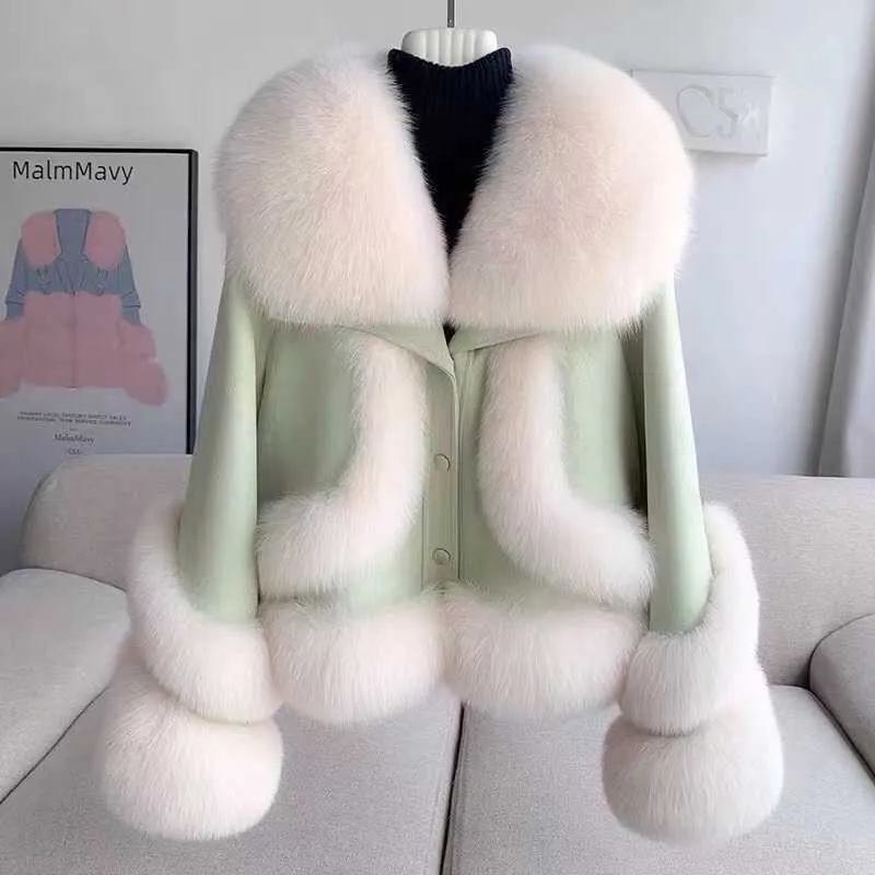 Pur Faux Ful Ful Fox Peur Grass Coat Womens Winter Inverno Novo casaco de pele de ovelha