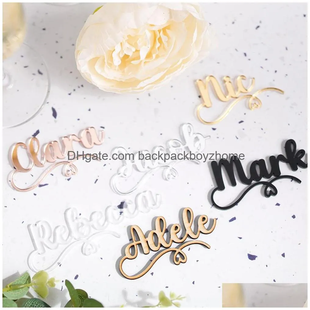 لوازم حفلات الأحداث الأخرى 20pcs مشروب مخصص لبطاقات Glass Place Cards العلامات