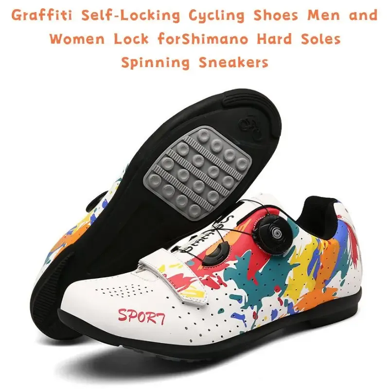 Skodon graffiti självlockingcycling skor män och kvinnor mtb vägcykel lås för sighimano hårda sulor snurrande sneakers cykel tillbehör