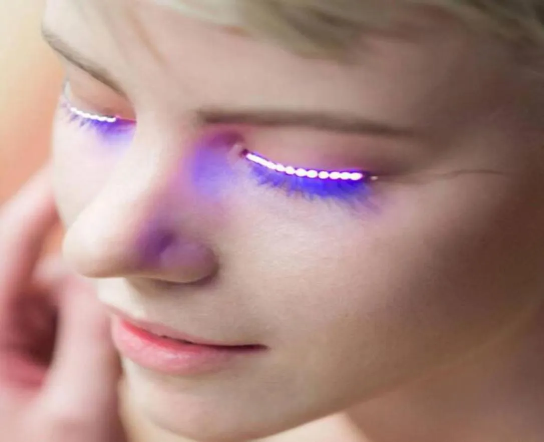 Nya utsläpp Halloween LED -remsor False Eyelash Sticker 3D LED LASHES Eye Makeup Waterproof Light Fake Eyelashes9308742